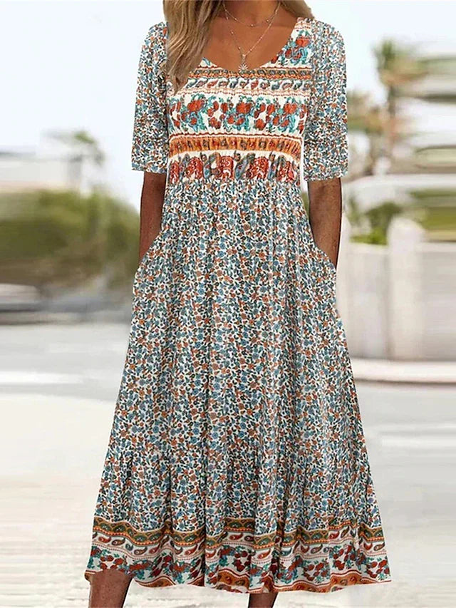 Daniela | Vestido Midi Mujer Estampado Boho