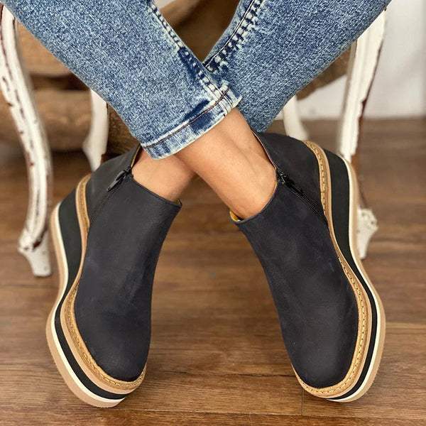 Diana | Botines Mujer con Cuña Plataforma Punta Redonda Tobillo