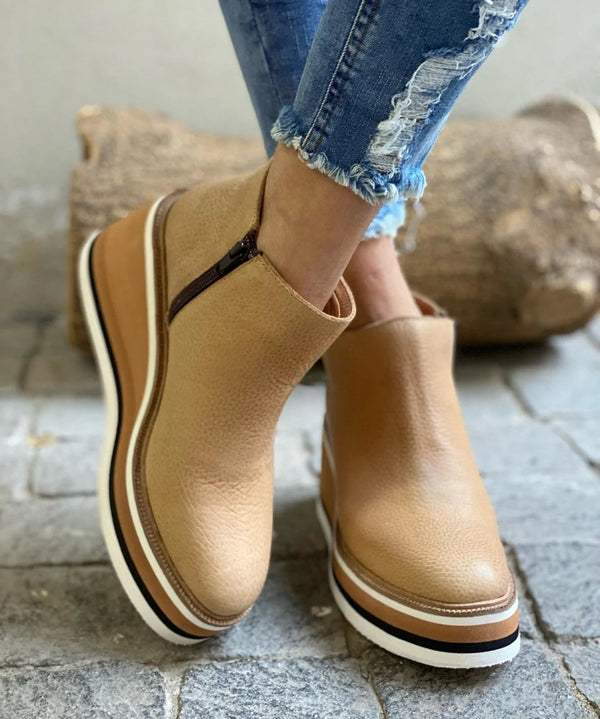 Diana | Botines Mujer con Cuña Plataforma Punta Redonda Tobillo