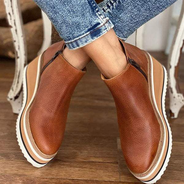 Diana | Botines Mujer con Cuña Plataforma Punta Redonda Tobillo