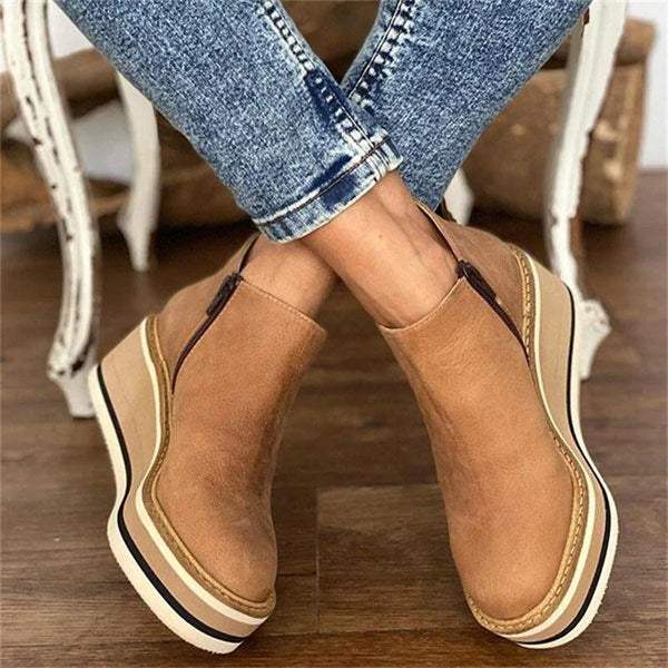 Diana | Botines Mujer con Cuña Plataforma Punta Redonda Tobillo