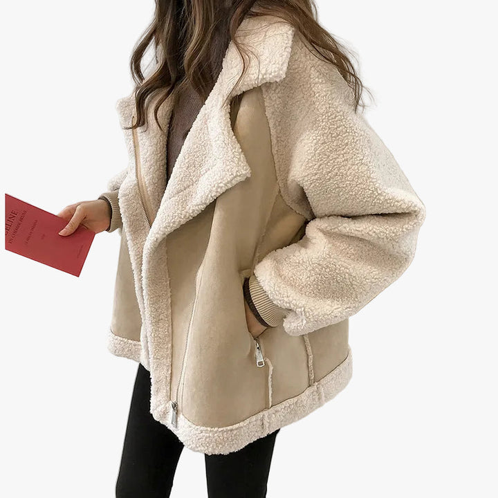 Elena | Abrigos Mujer Shearling Chaqueta Solapa Cremallera