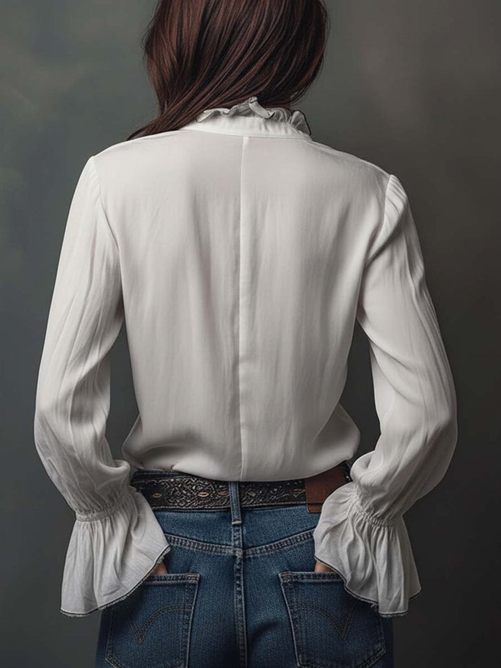 Elena | Blusa Manga Larga Cuello Camisero con Cremallera