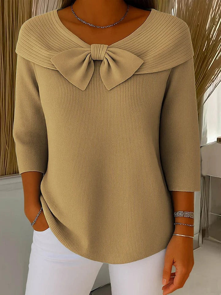 Elena | Blusa Mujer Manga Larga Cuello V Lazo