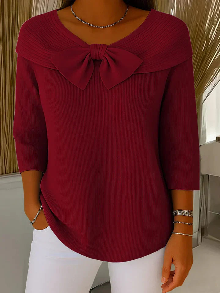 Elena | Blusa Mujer Manga Larga Cuello V Lazo