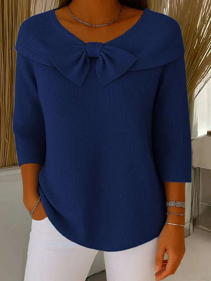 Elena | Blusa Mujer Manga Larga Cuello V Lazo