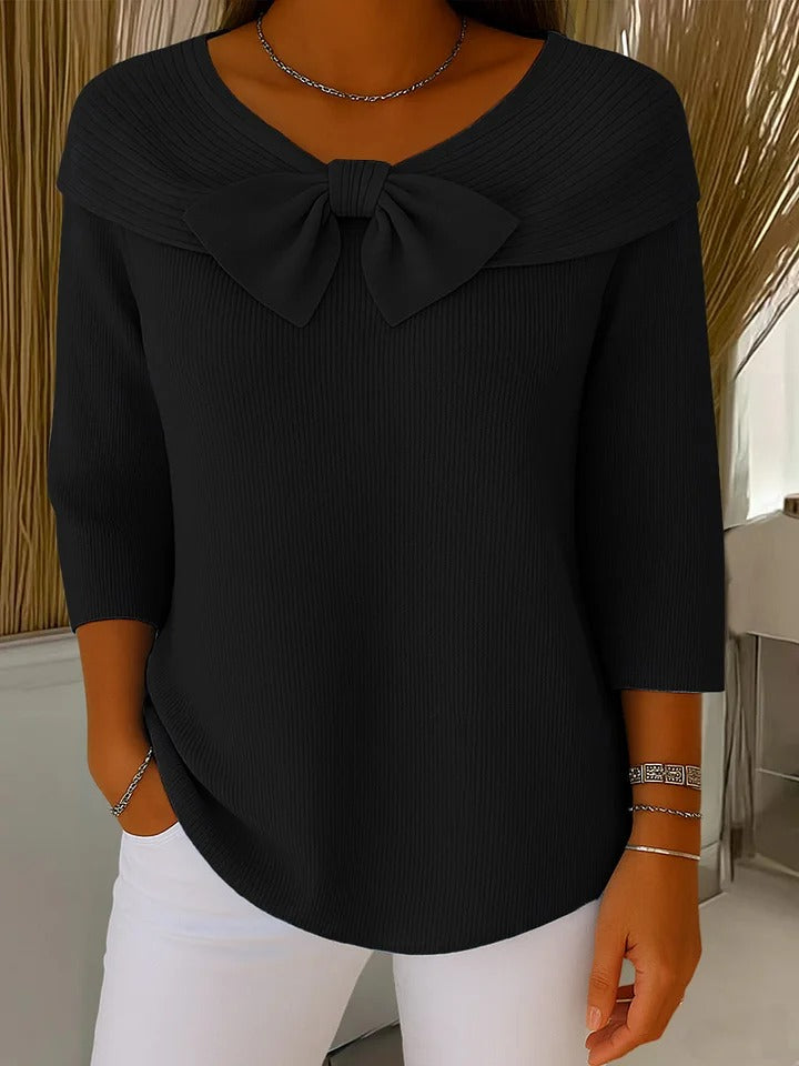 Elena | Blusa Mujer Manga Larga Cuello V Lazo