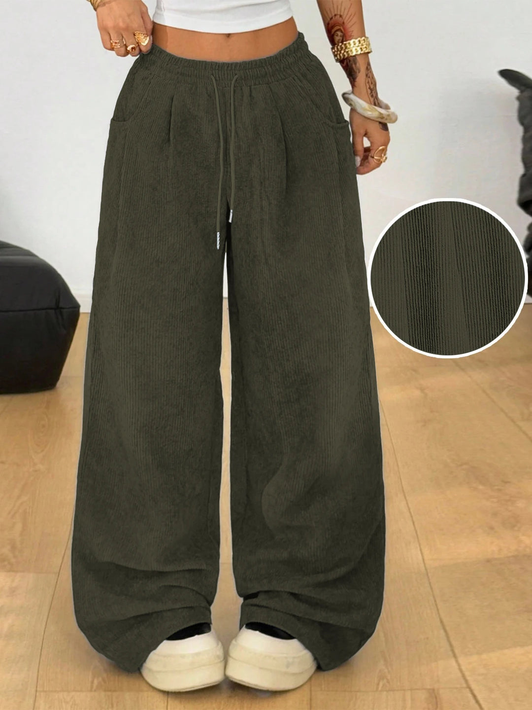 Elena | Pantalones Mujer Pata Ancha Cordón