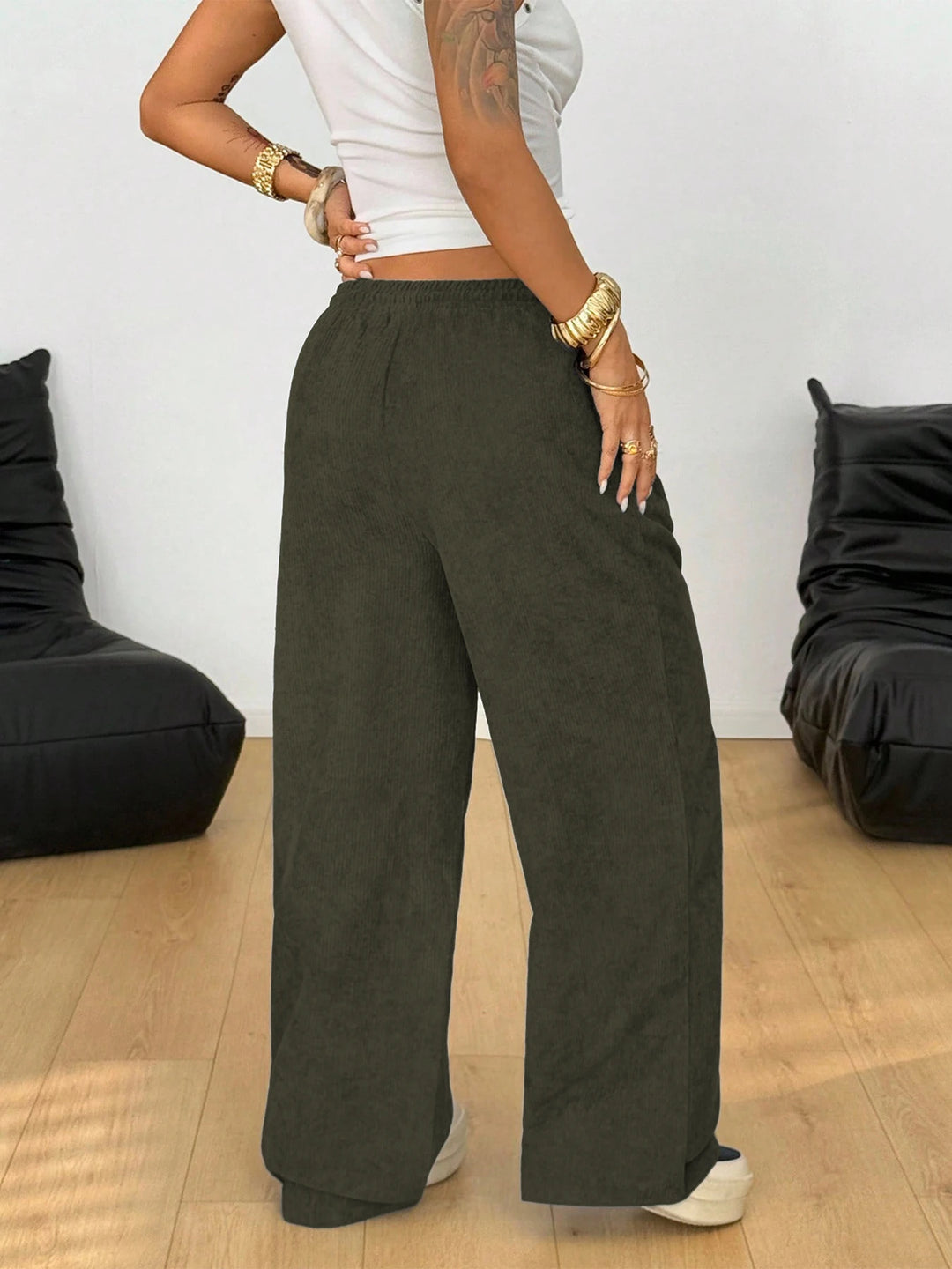 Elena | Pantalones Mujer Pata Ancha Cordón