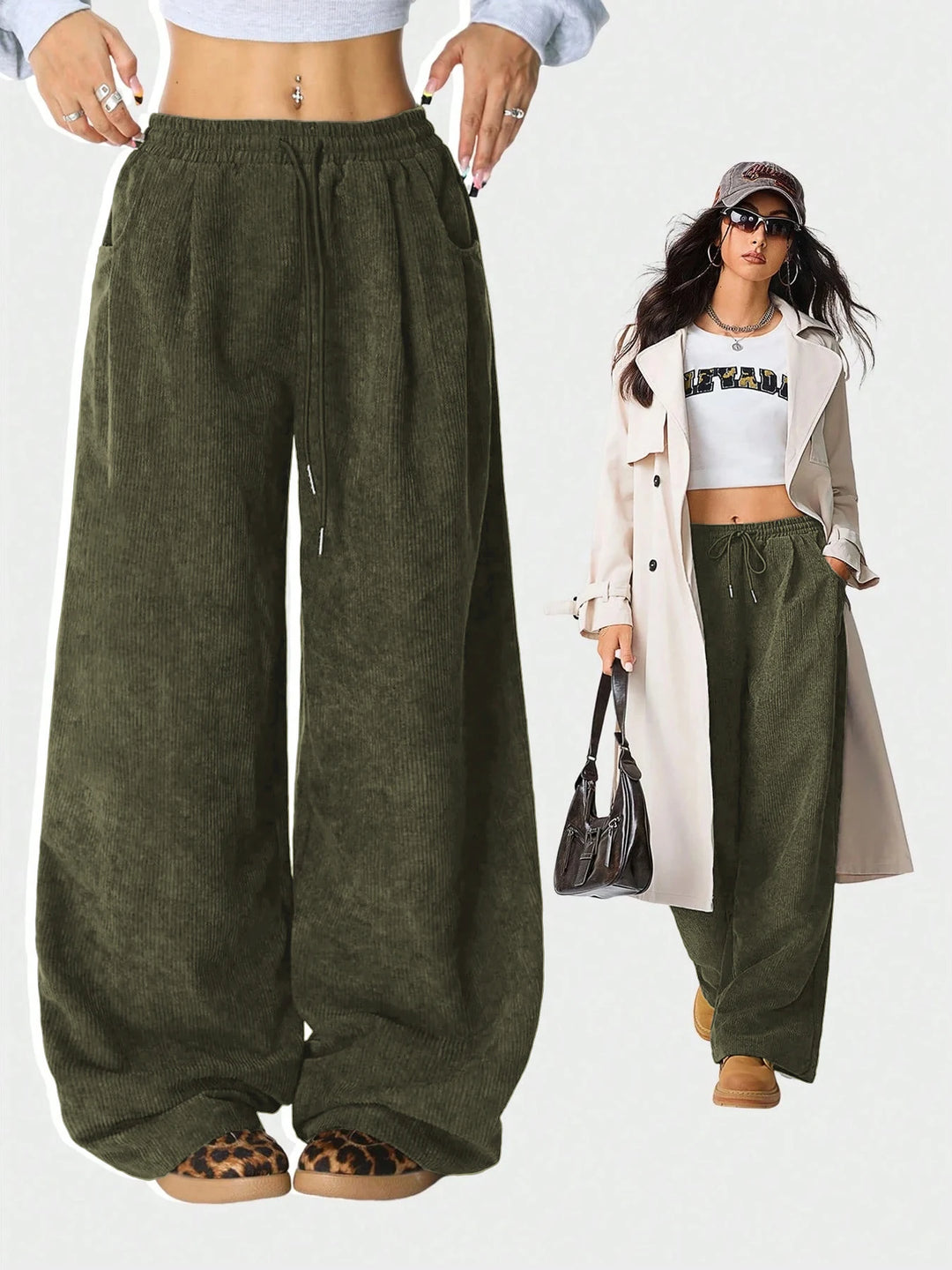 Elena | Pantalones Mujer Pata Ancha Cordón