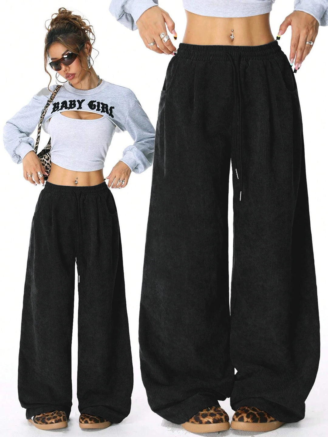 Elena | Pantalones Mujer Pata Ancha Cordón