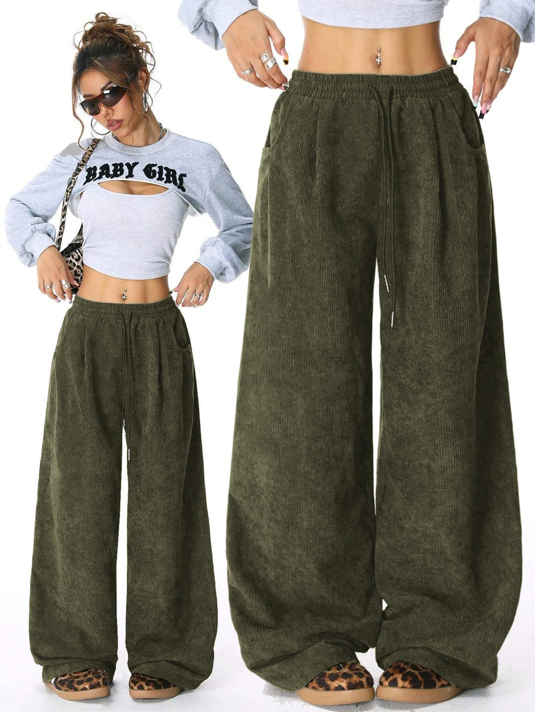 Elena | Pantalones Mujer Pata Ancha Cordón