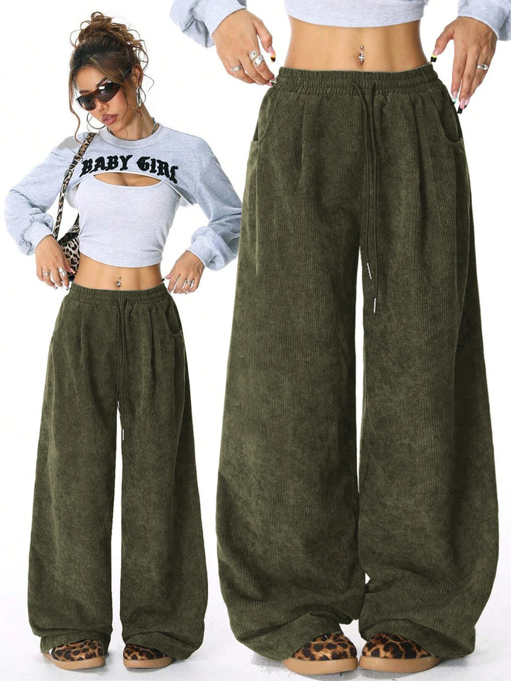 Elena | Pantalones Mujer Pata Ancha Cordón