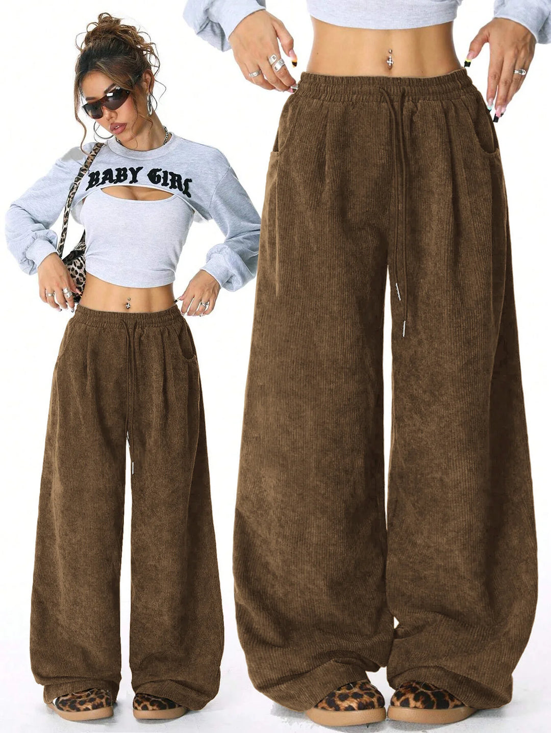 Elena | Pantalones Mujer Pata Ancha Cordón