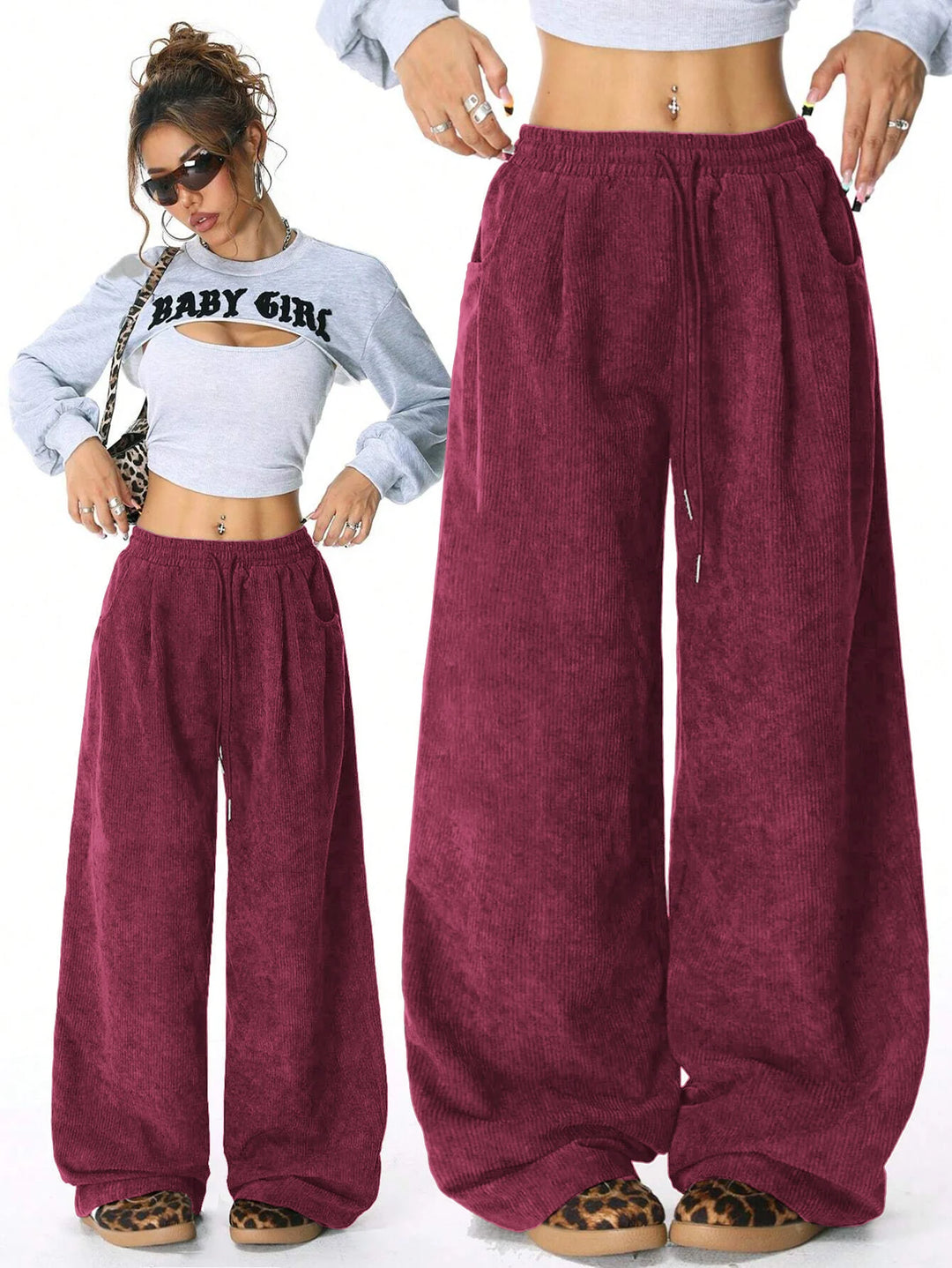 Elena | Pantalones Mujer Pata Ancha Cordón