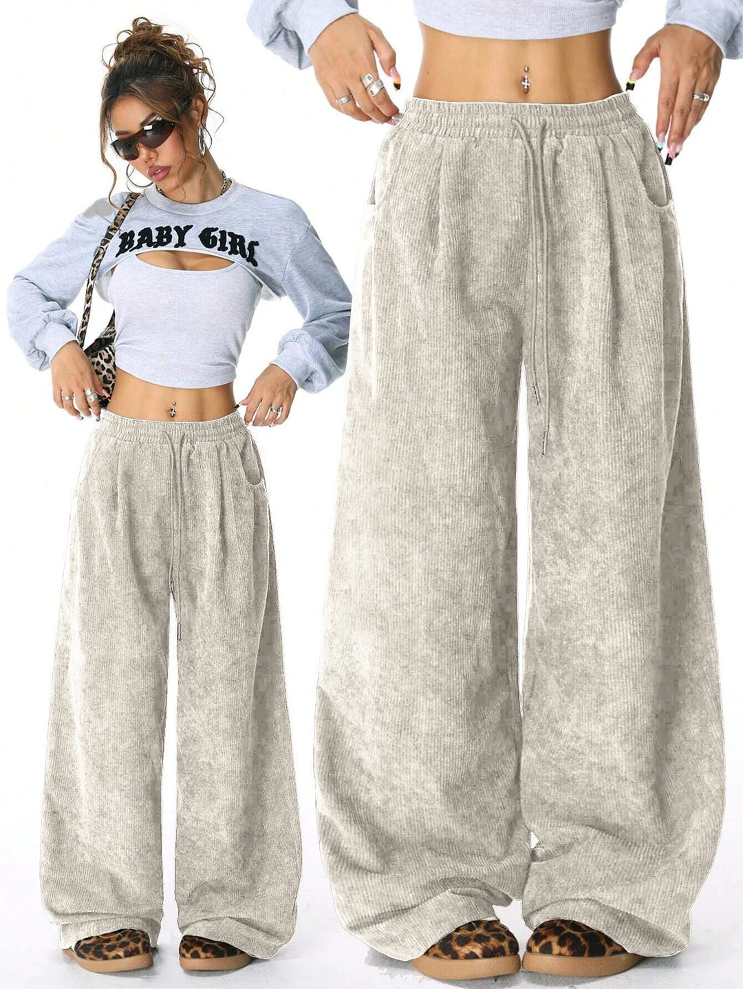 Elena | Pantalones Mujer Pata Ancha Cordón