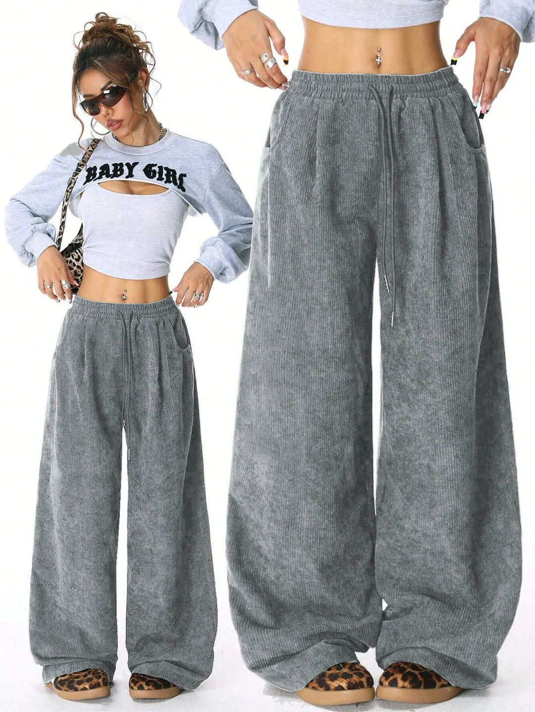 Elena | Pantalones Mujer Pata Ancha Cordón