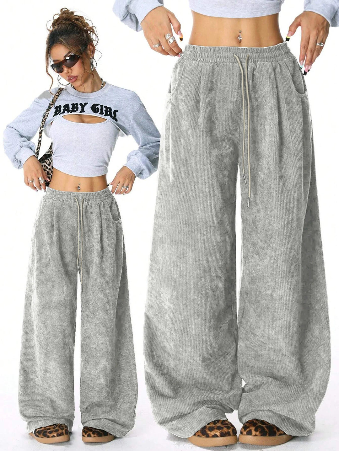 Elena | Pantalones Mujer Pata Ancha Cordón