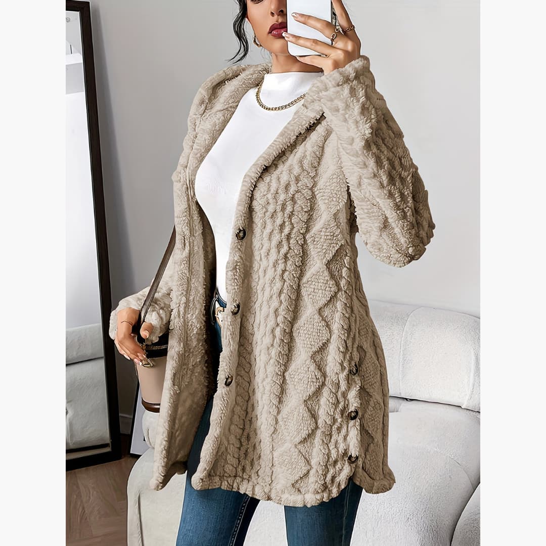 Fernanda | Cárdigan Capucha Forro Polar Mujer