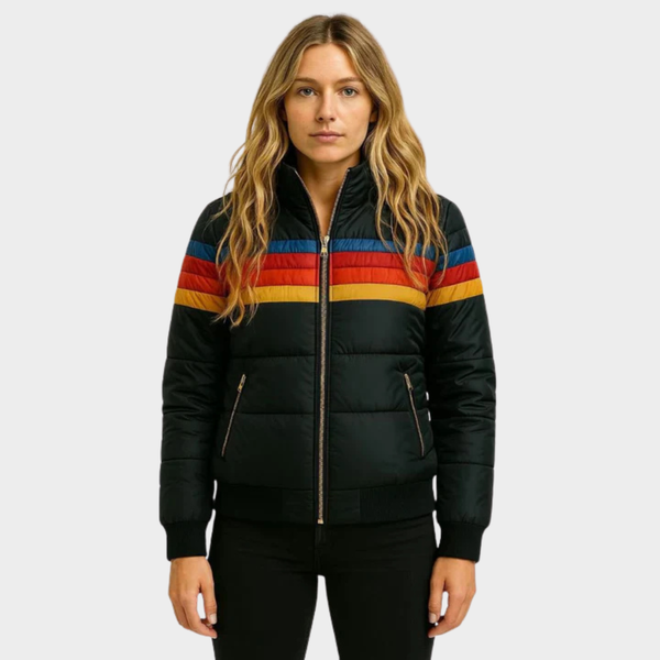 Fernanda | Chaqueta Acolchada con Capucha de Rayas