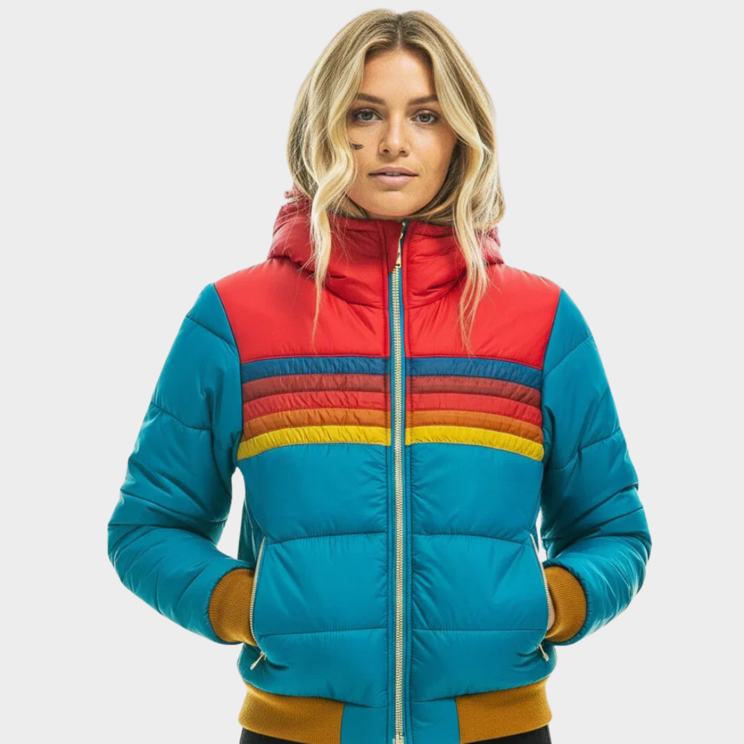 Fernanda | Chaqueta Acolchada con Capucha de Rayas