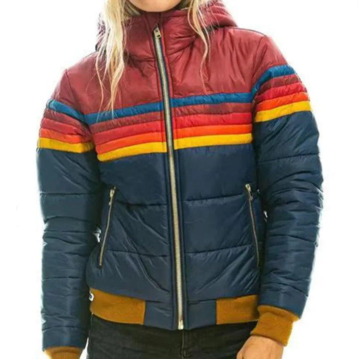 Fernanda | Chaqueta Acolchada con Capucha de Rayas