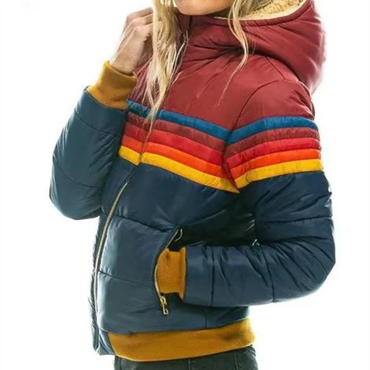 Fernanda | Chaqueta Acolchada con Capucha de Rayas