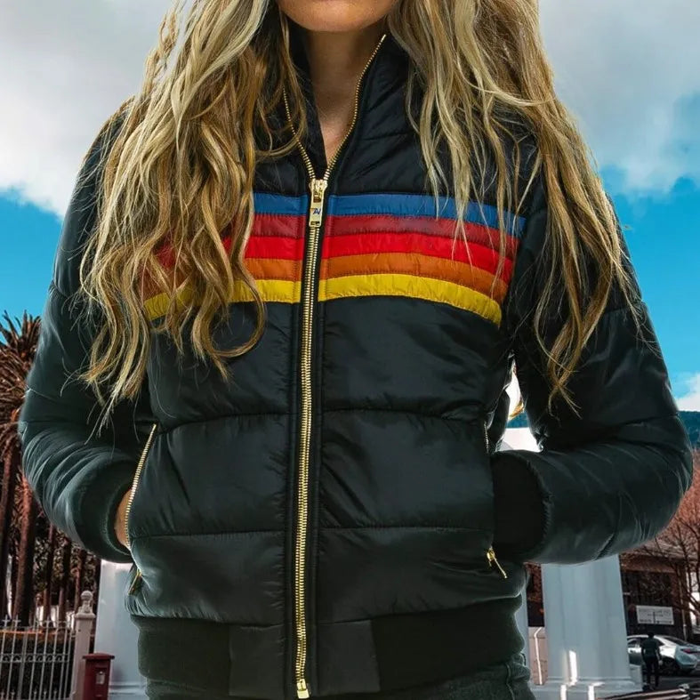 Fernanda | Chaqueta Acolchada con Capucha de Rayas