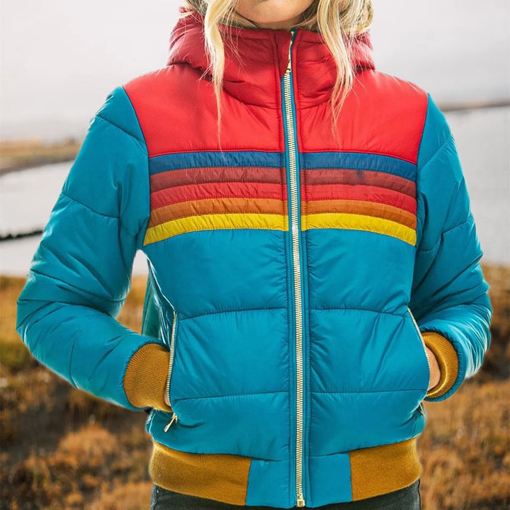 Fernanda | Chaqueta Acolchada con Capucha de Rayas