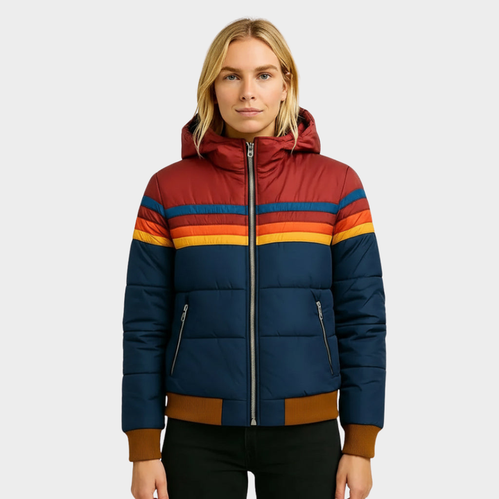 Fernanda | Chaqueta Acolchada con Capucha de Rayas