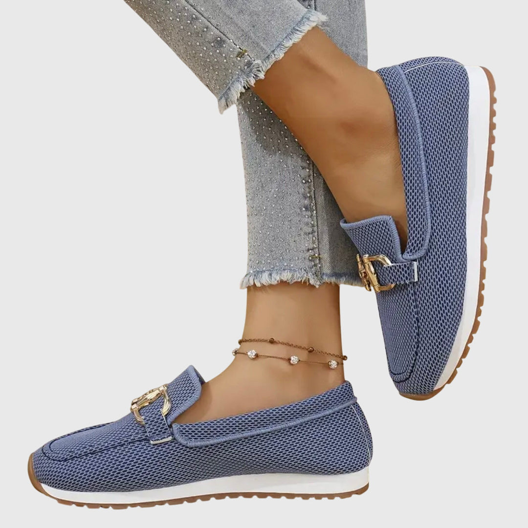 Fernanda | Mocasín de Malla Mujer con Hebilla Dorada