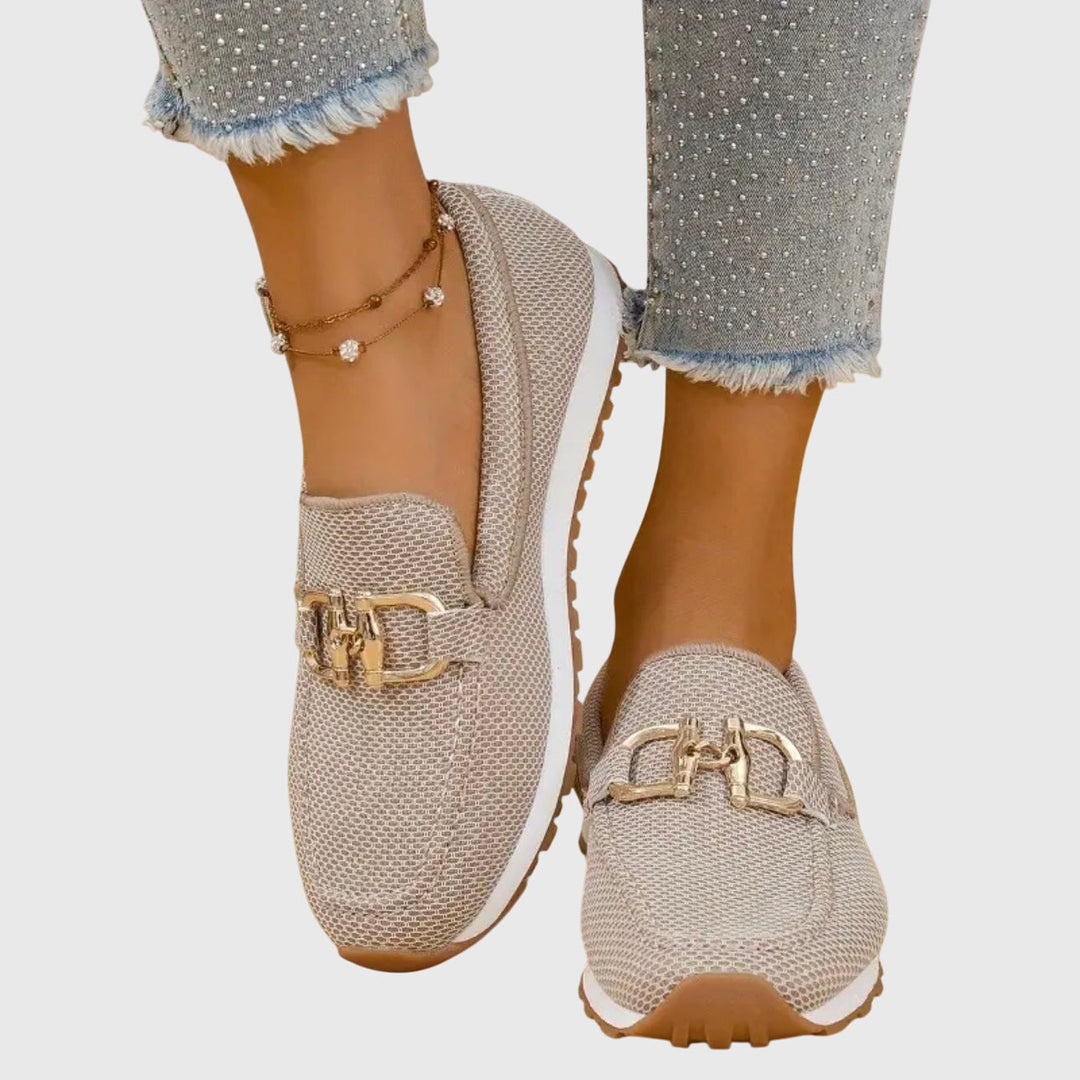 Fernanda | Mocasín de Malla Mujer con Hebilla Dorada