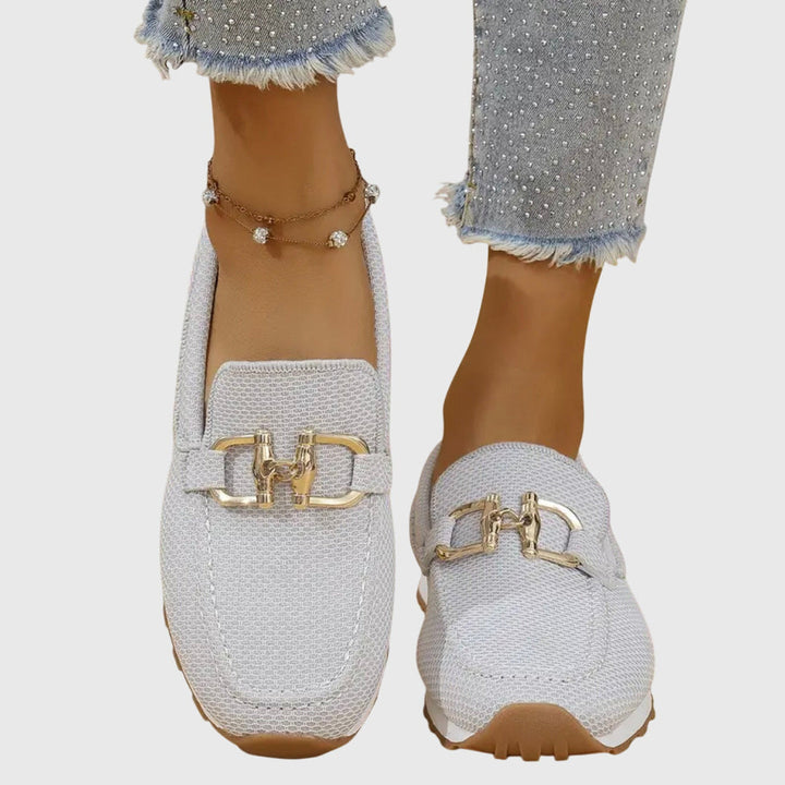 Fernanda | Mocasín de Malla Mujer con Hebilla Dorada