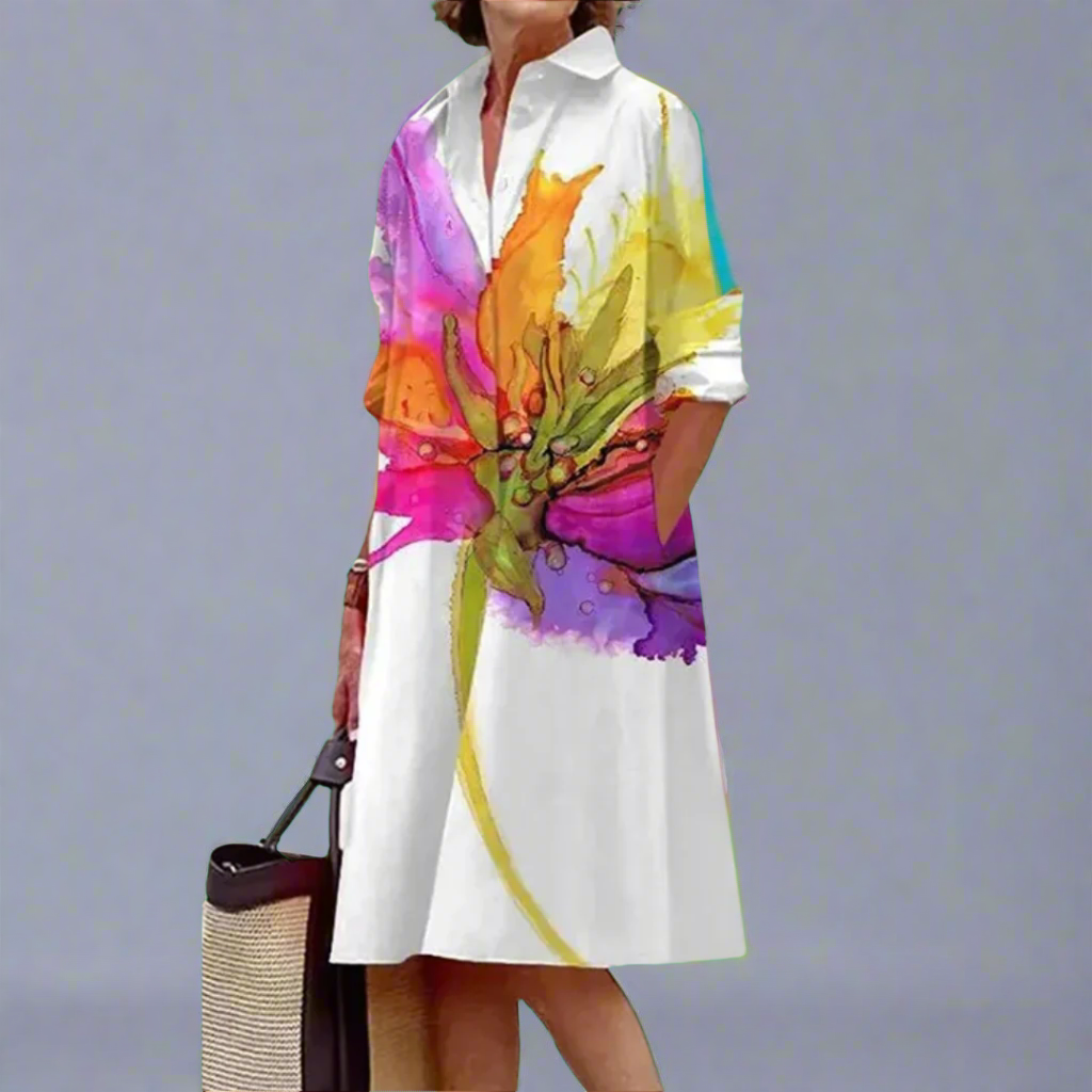 Fernanda | Vestido Midi Mujer Estampado Floral Blanco