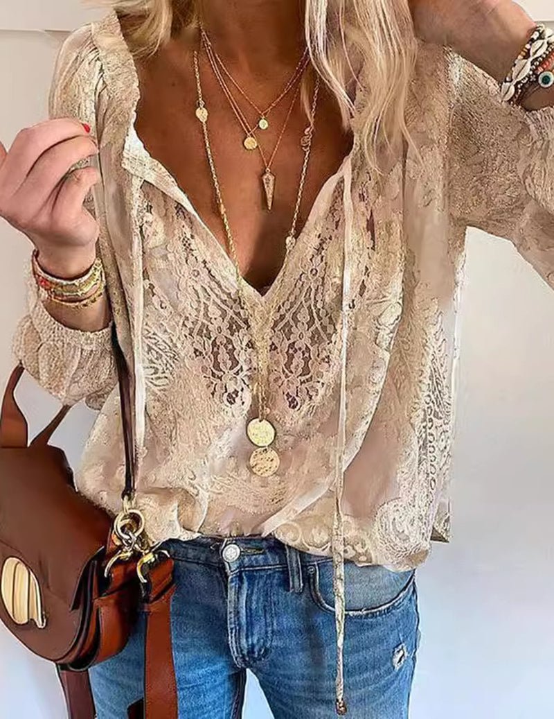 Gabriela | Blusa de Encaje Floral con Volantes
