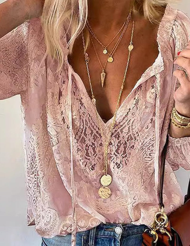 Gabriela | Blusa de Encaje Floral con Volantes