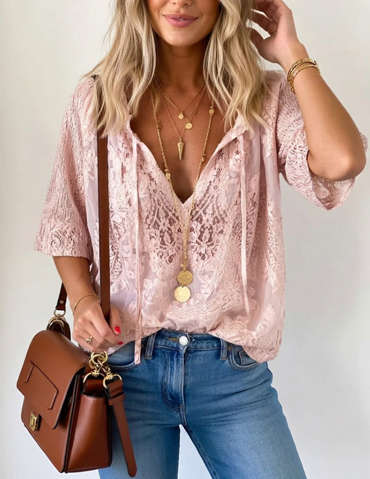 Gabriela | Blusa de Encaje Floral con Volantes
