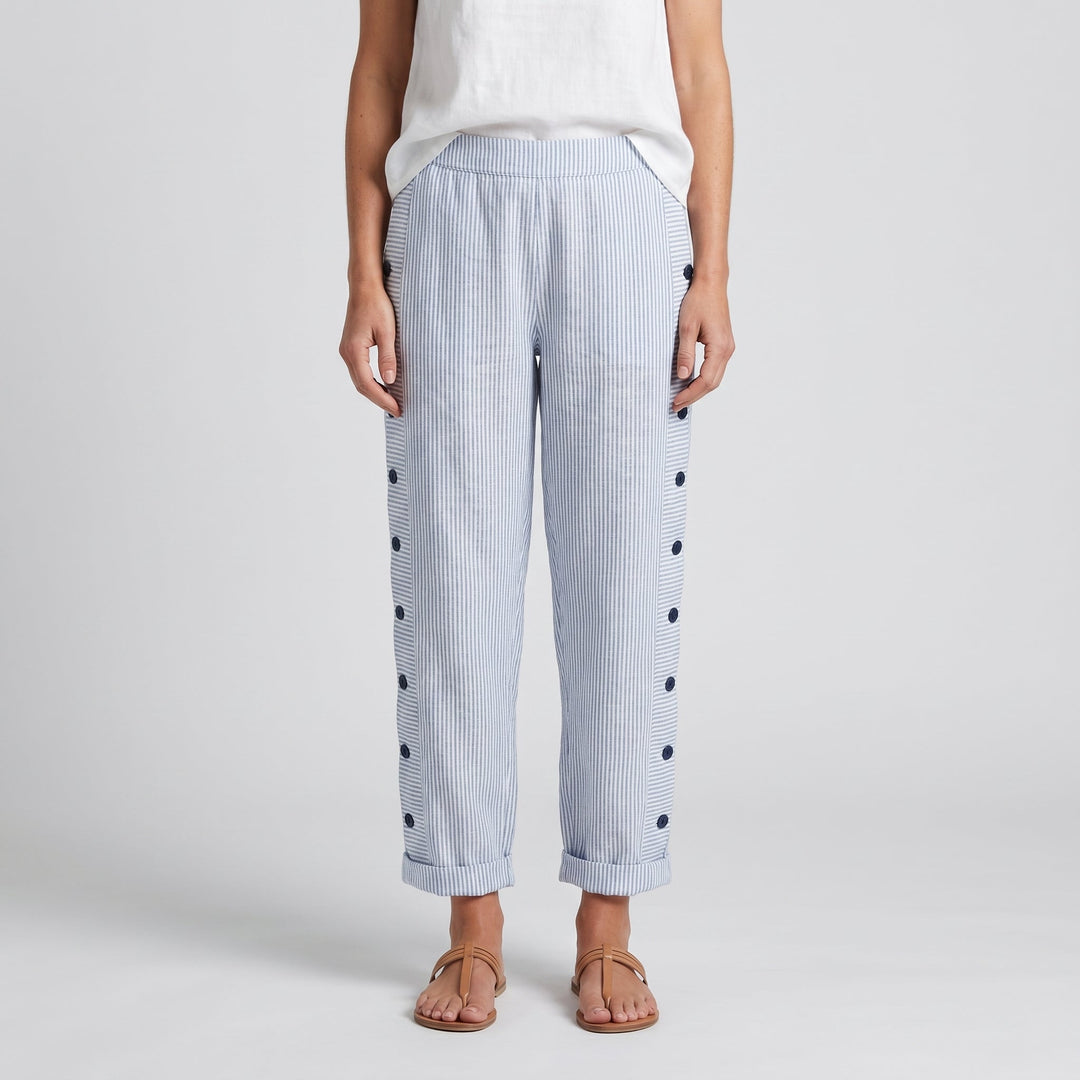 Gabriela | Pantalón Rayado Botones Mujer
