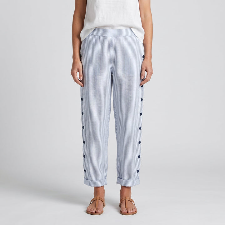 Gabriela | Pantalón Rayado Botones Mujer