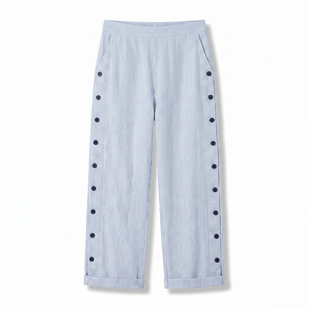 Gabriela | Pantalón Rayado Botones Mujer