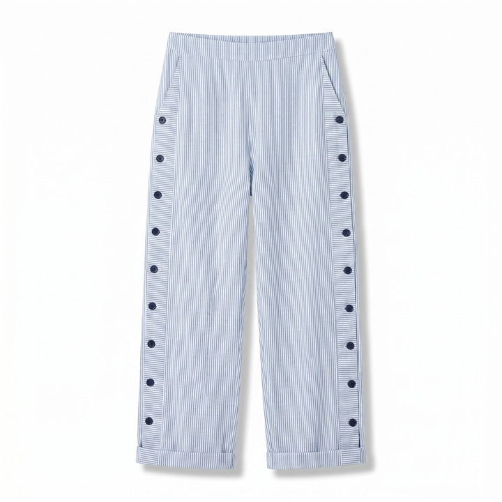 Gabriela | Pantalón Rayado Botones Mujer