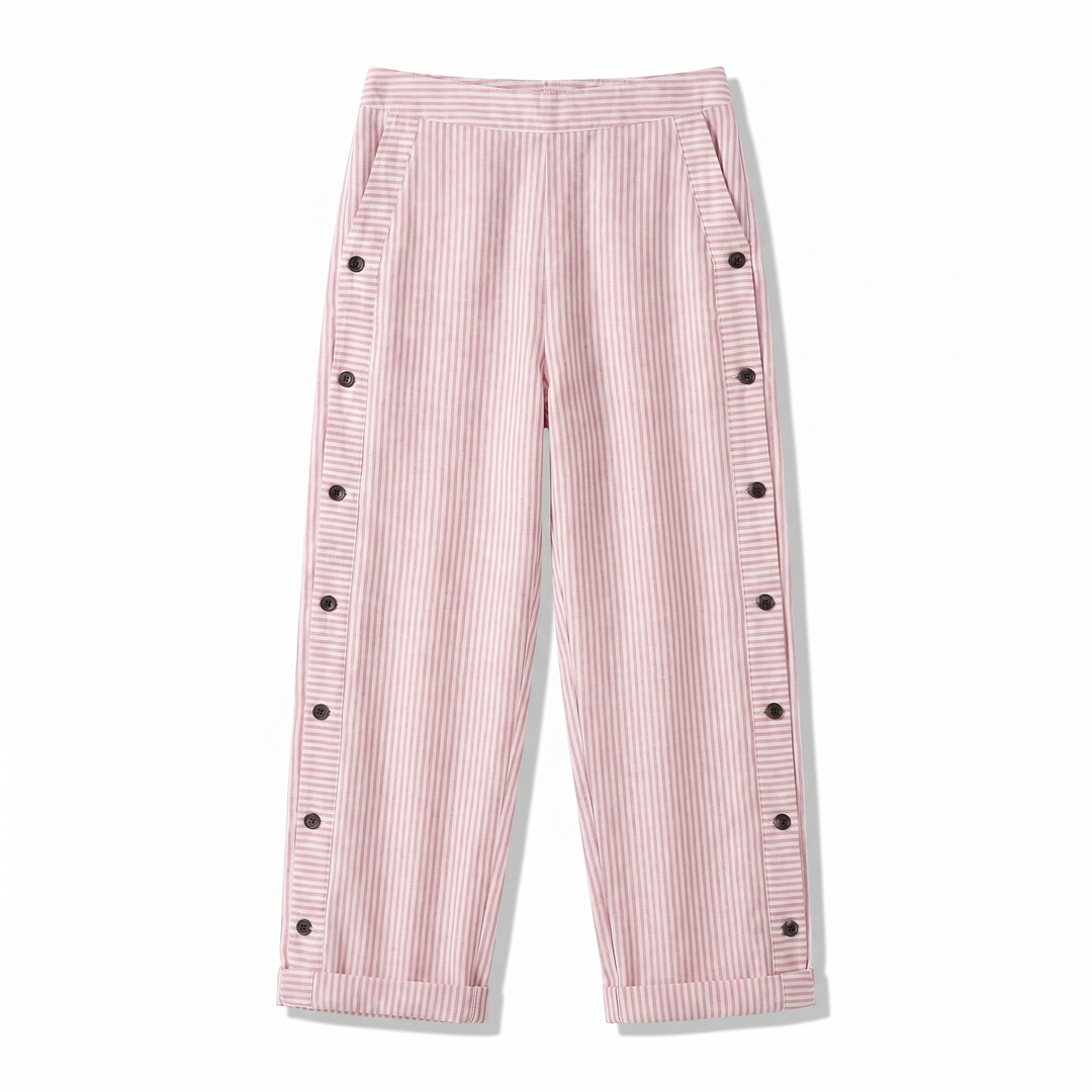 Gabriela | Pantalón Rayado Botones Mujer