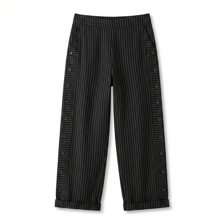 Gabriela | Pantalón Rayado Botones Mujer