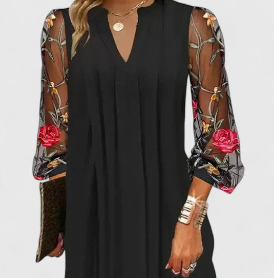 Gabriela | Vestido Mini Floral Mangas Largas