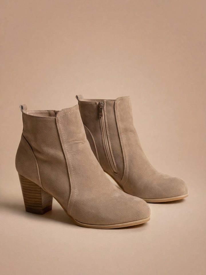 Gloria | Botines Mujer Ante Tacón Ancho Cremallera