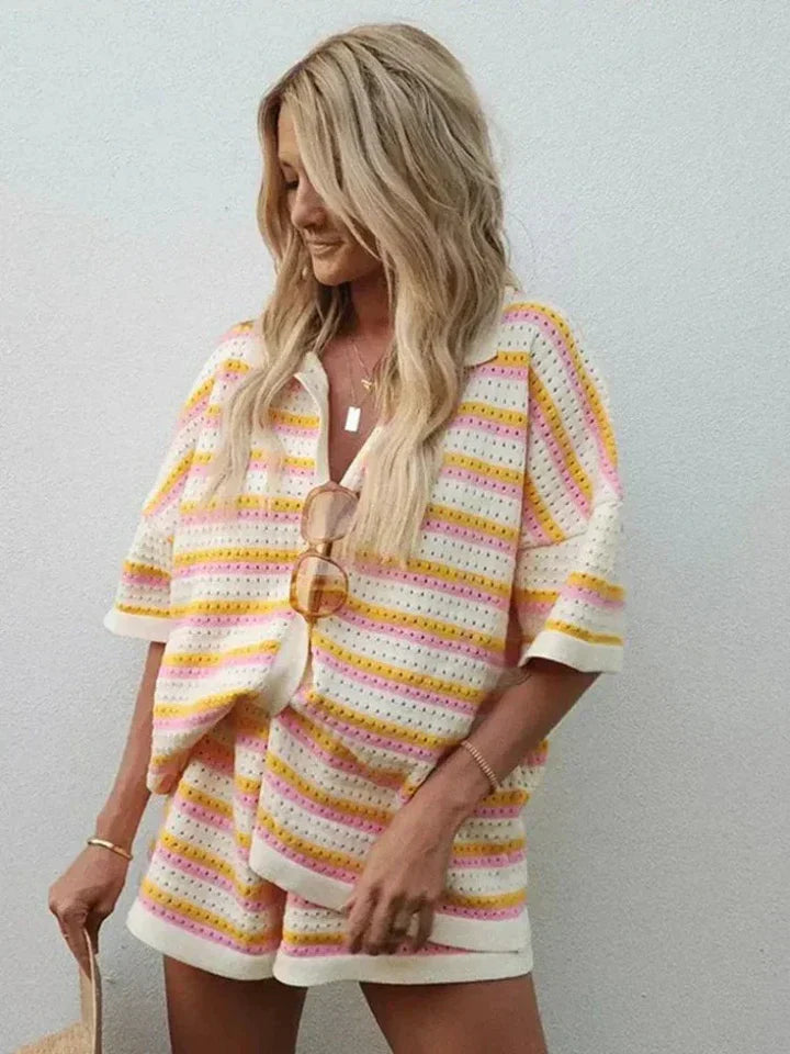 Gloria | Conjunto Punto Rayas Mujer Shorts