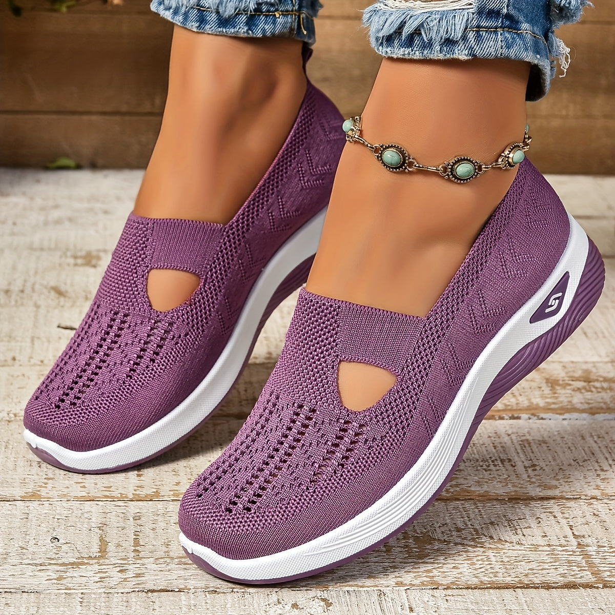 Gloria | Zapatillas Mujer Slip-On Punto Morado