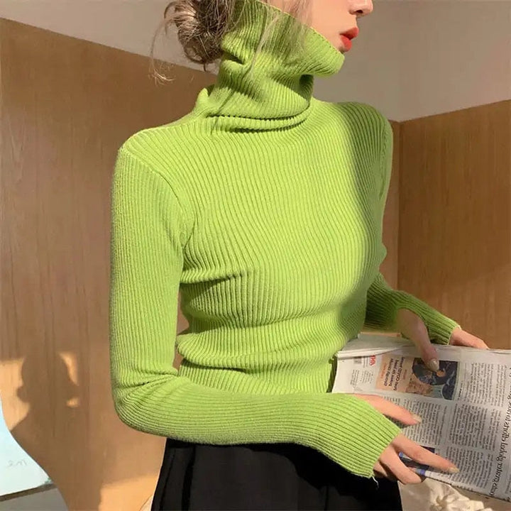 Amelia | Jersey de Cuello Alto Acanalado Mujer