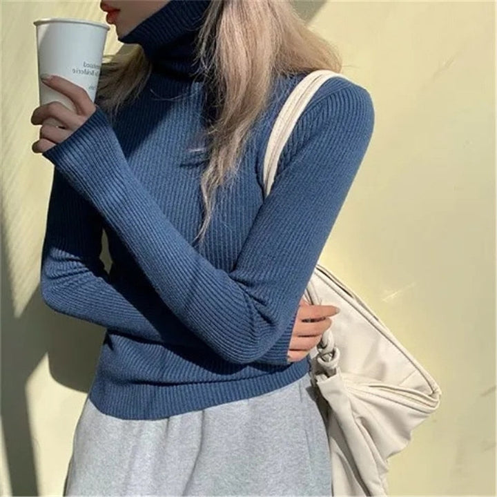 Amelia | Jersey de Cuello Alto Acanalado Mujer