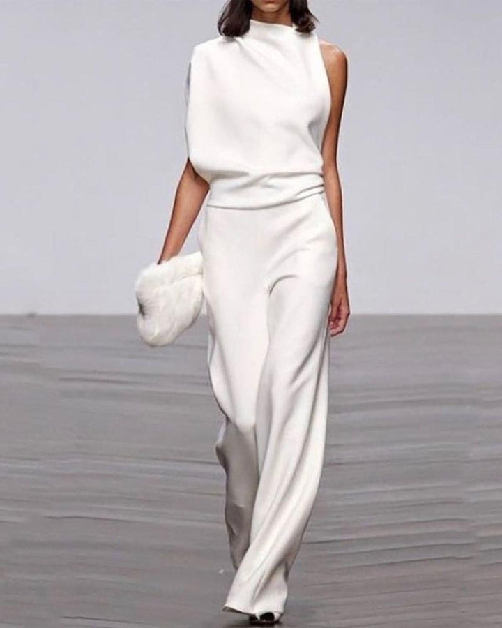 Inés | Conjunto Pantalón Palazzo Blanco Mujer